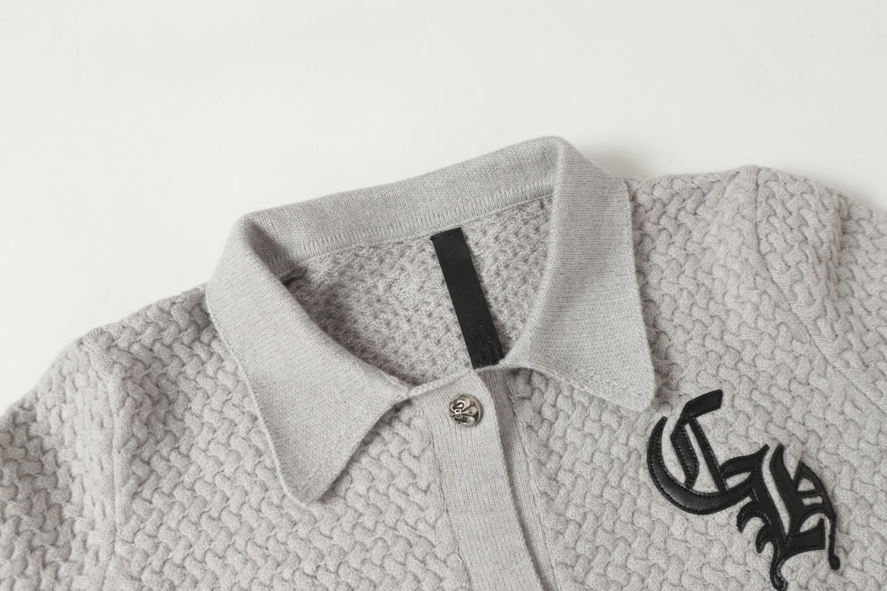 Chrome Hearts Gothic Cross Knit Cardigan - Black Grey Streetwear Jacket 904