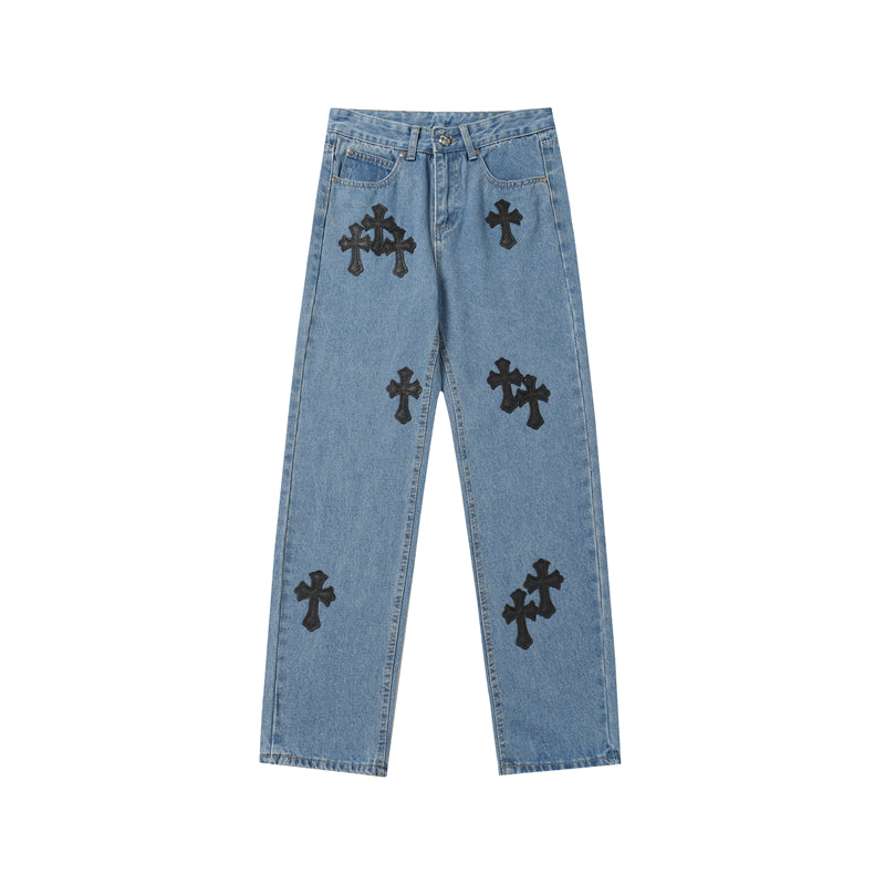 Chrome Hearts Distressed Denim Jeans | Stretch Tapered Fit