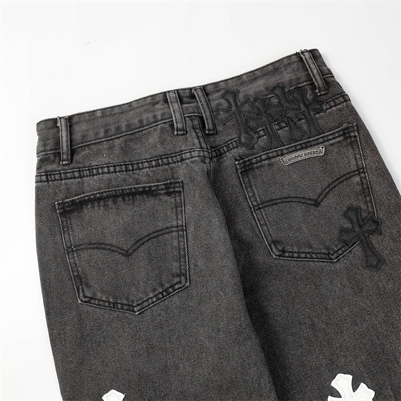 Chrome Hearts Distressed Denim Jeans | Stretch Tapered Fit