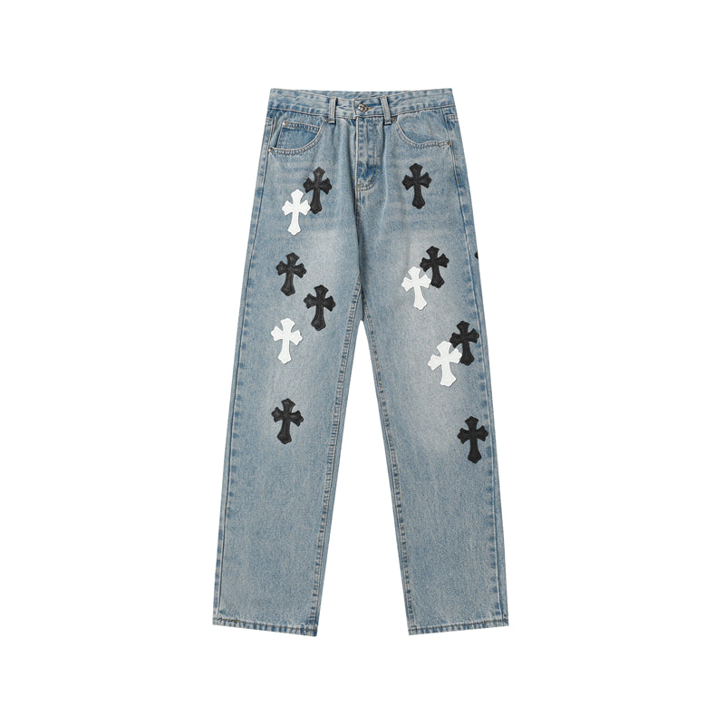 Chrome Hearts Distressed Denim Jeans | Stretch Tapered Fit