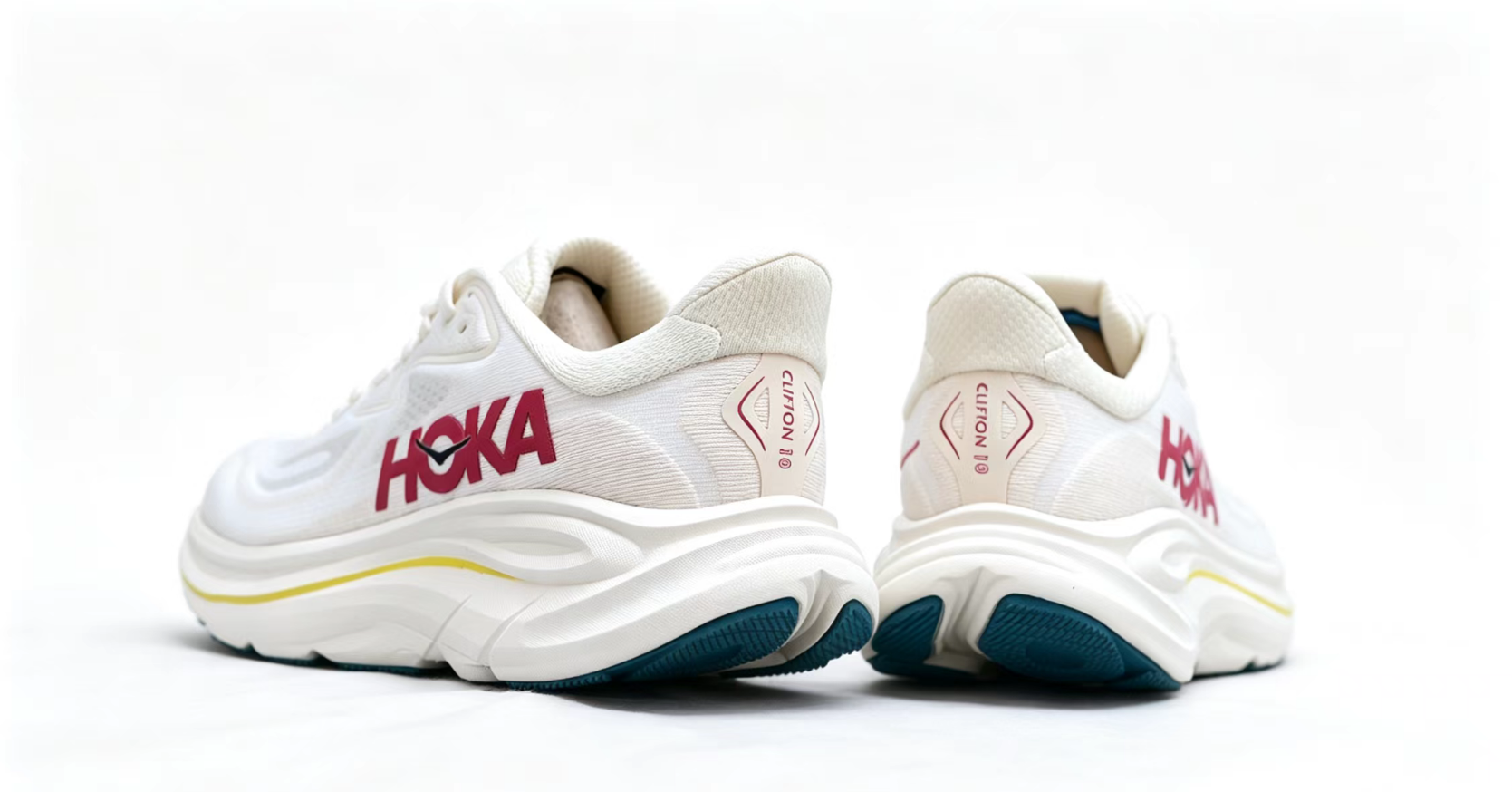 HOKA ONE ONE Clifton 10 – White & Bold Pink Running Sneaker