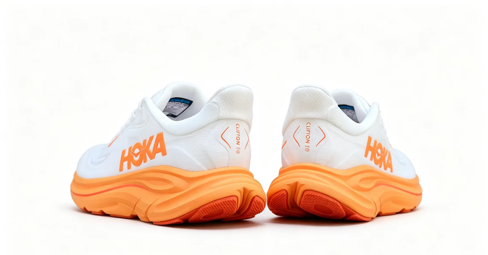 HOKA ONE ONE Clifton 10 – Energetic White & Orange Design