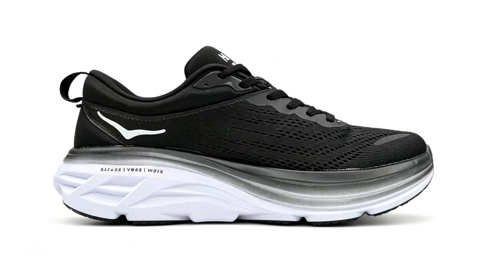 HOKA ONE ONE Bondi 8 Black White Max Cushion Running Shoes
