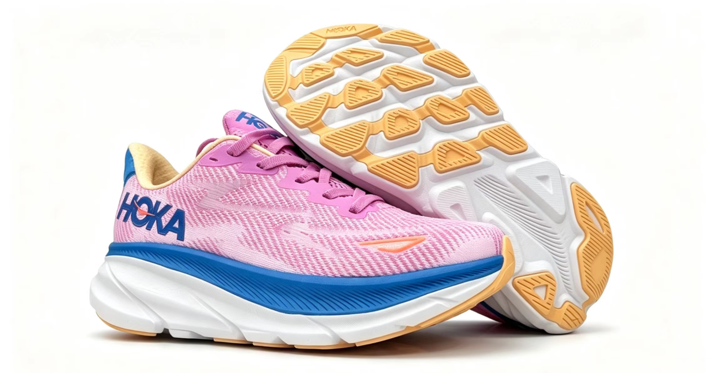 HOKA ONE ONE Clifton 9 – Pink & Blue Running Shoes