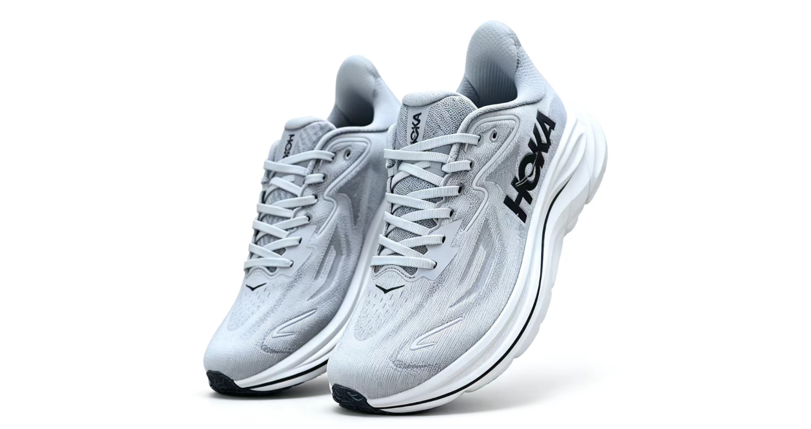 HOKA ONE ONE Clifton 10 – Grey/Black Ultra-Cushioned Running Shoes