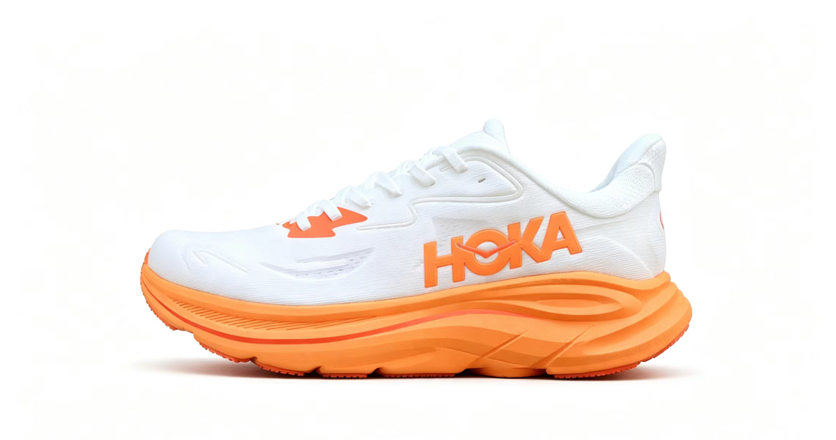 HOKA ONE ONE Clifton 10 – Energetic White & Orange Design