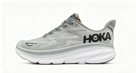 HOKA ONE ONE Clifton 9 – Light Grey/White | Lightweight Cushioned Running Shoes