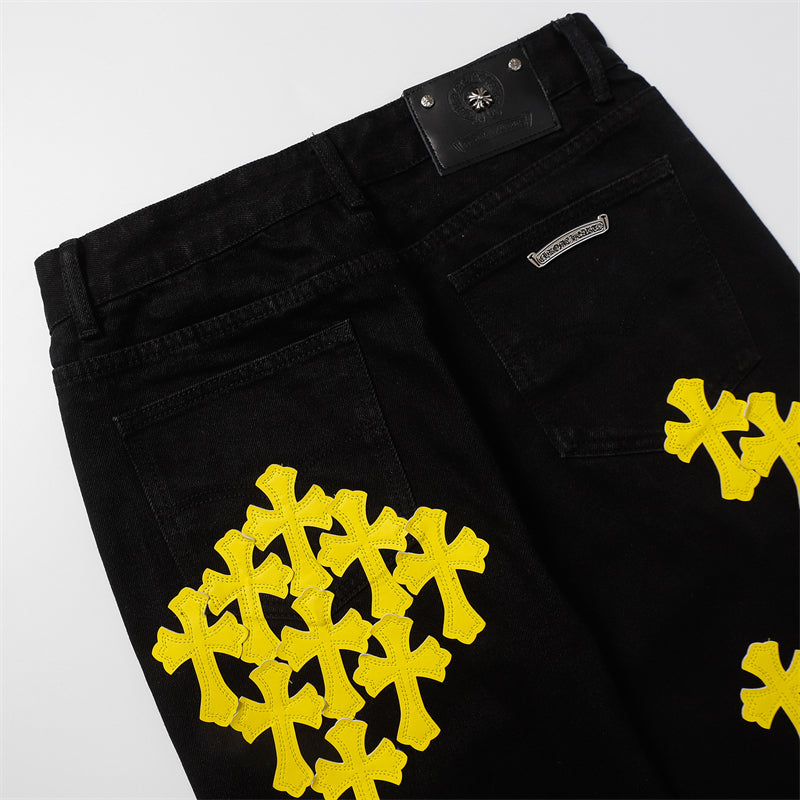 Chrome Hearts Distressed Denim Jeans | Stretch Tapered Fit