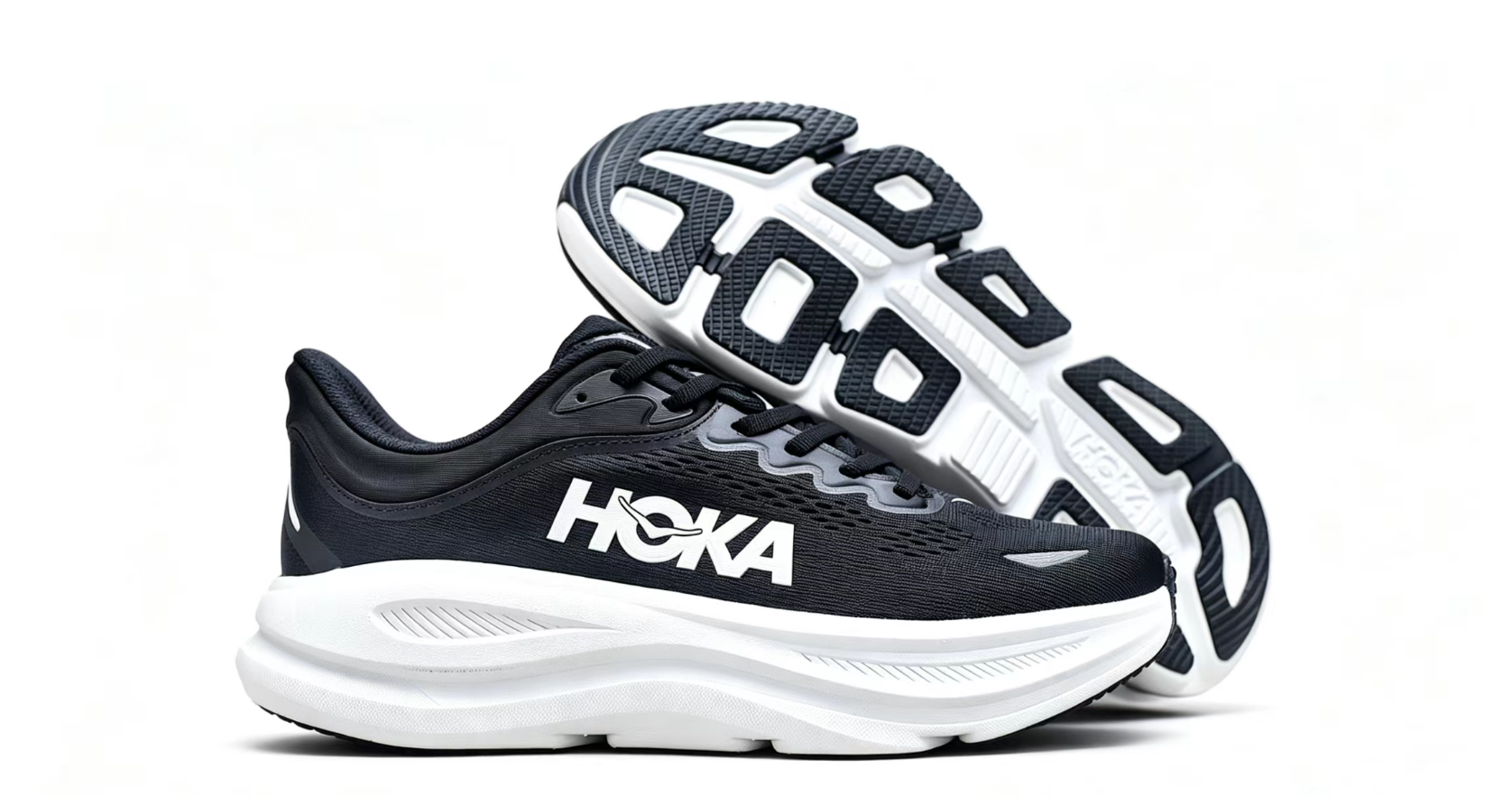 HOKA ONE ONE Bondi 9 – Black / White / Premium Cushioned Running Shoes