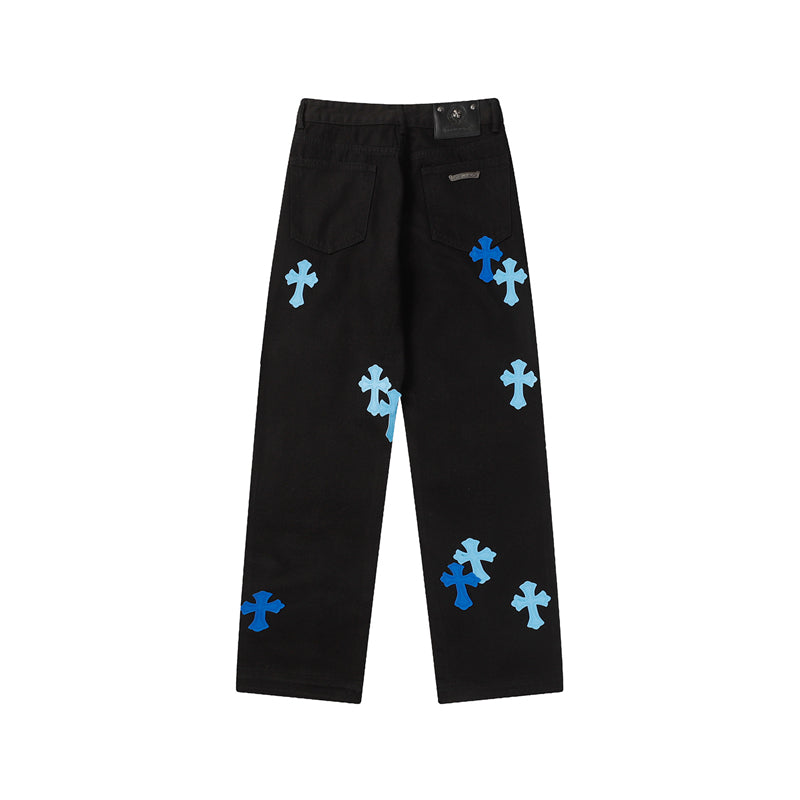 Chrome Hearts Distressed Denim Jeans | Stretch Tapered Fit