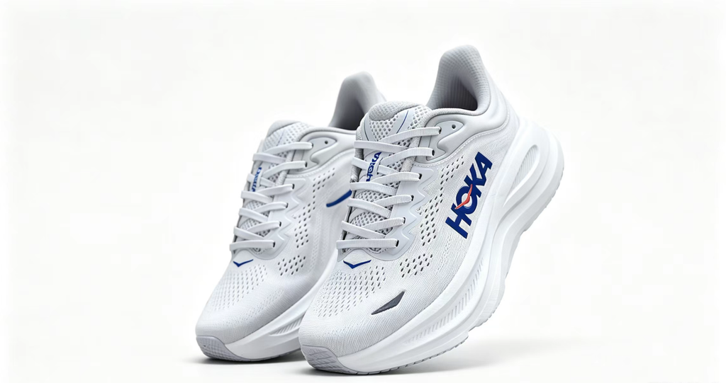 HOKA ONE ONE Bondi 9 – White Blue Cushioned Running Shoes