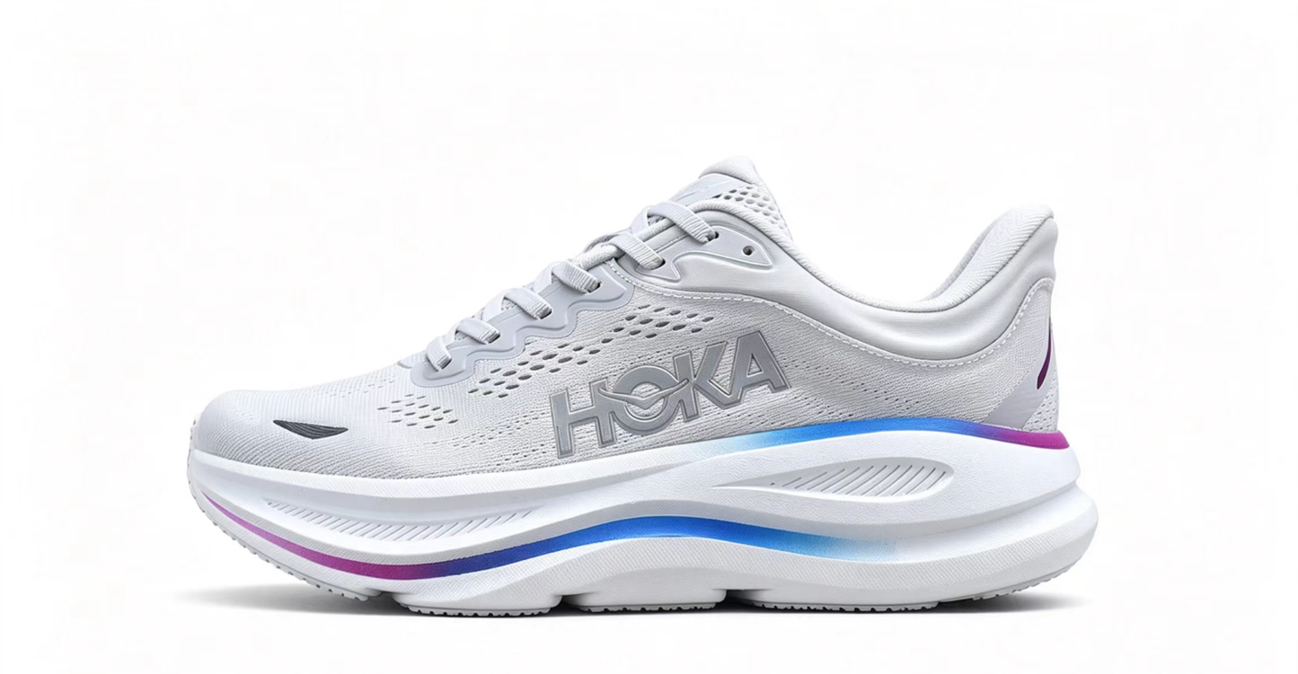 HOKA ONE ONE Bondi 9 White Blue Purple Running Shoes