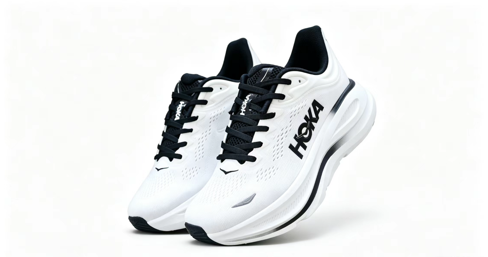 HOKA ONE ONE Bondi 9 – White / Black / Premium Cushioned Running Shoes