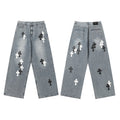 Chrome Hearts Distressed Denim Jeans | Stretch Tapered Fit