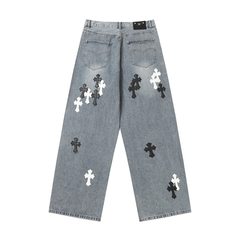 Chrome Hearts Distressed Denim Jeans | Stretch Tapered Fit