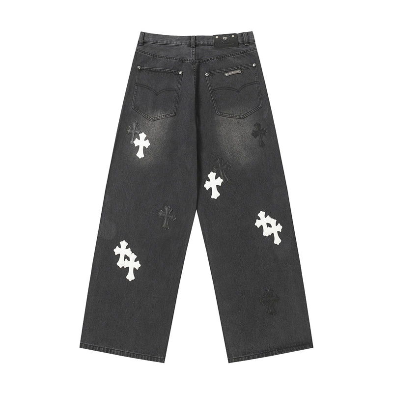 Chrome Hearts Distressed Denim Jeans | Stretch Tapered Fit