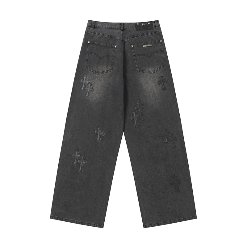 Chrome Hearts Distressed Denim Jeans | Stretch Tapered Fit
