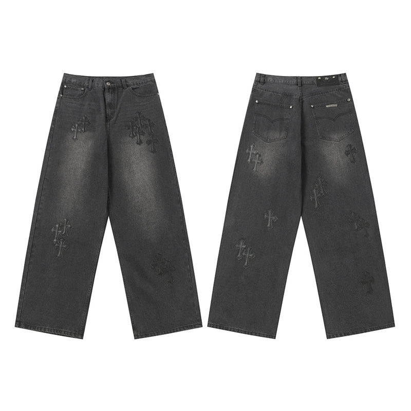 Chrome Hearts Distressed Denim Jeans | Stretch Tapered Fit