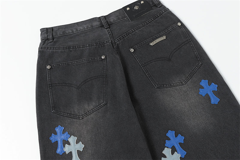 Chrome Hearts Distressed Denim Jeans | Stretch Tapered Fit