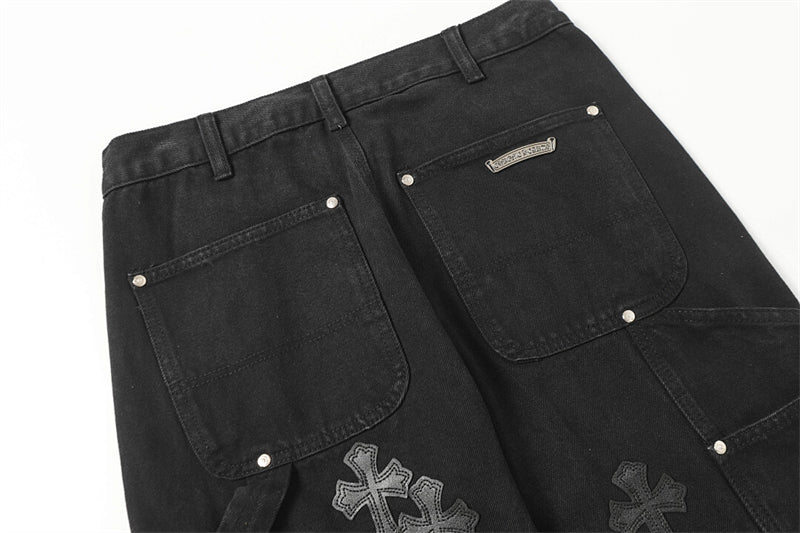 Chrome Hearts Distressed Denim Jeans | Stretch Tapered Fit