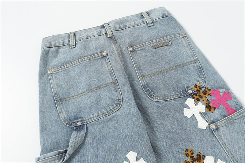 Chrome Hearts Distressed Denim Jeans | Stretch Tapered Fit
