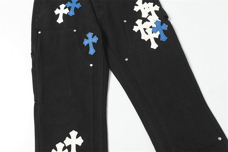 Chrome Hearts Distressed Denim Jeans | Stretch Tapered Fit
