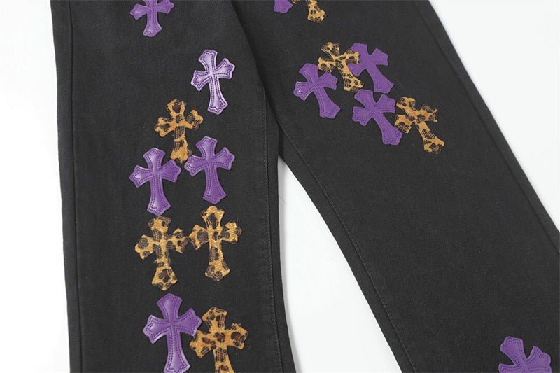 Chrome Hearts Distressed Denim Jeans | Stretch Tapered Fit