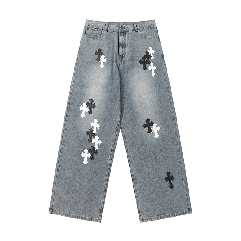 Chrome Hearts Distressed Denim Jeans | Stretch Tapered Fit
