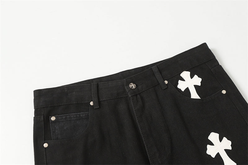 Chrome Hearts Distressed Denim Jeans | Stretch Tapered Fit