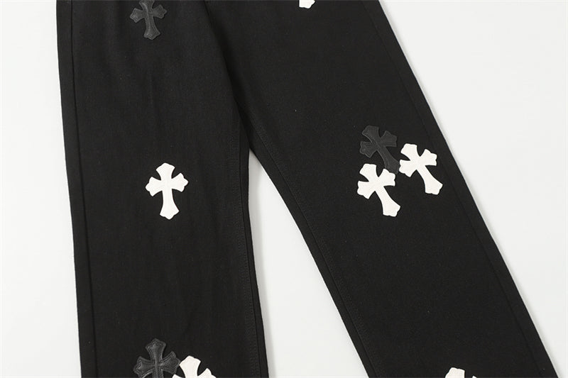 Chrome Hearts Distressed Denim Jeans | Stretch Tapered Fit