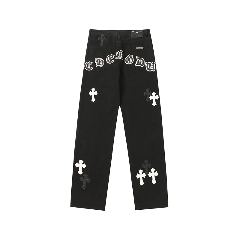 Chrome Hearts Distressed Denim Jeans | Stretch Tapered Fit