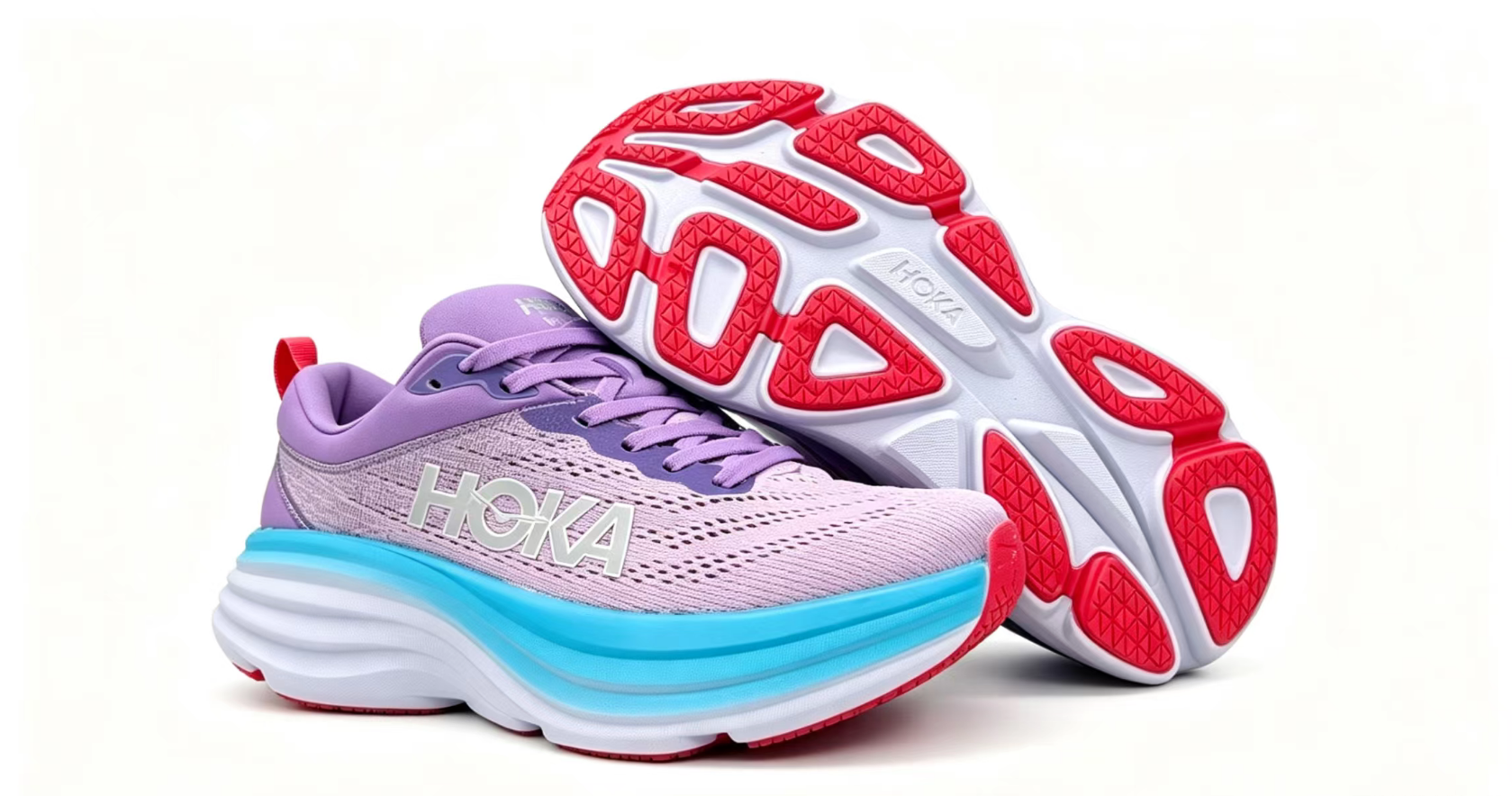 HOKA ONE ONE Bondi 8 Purple Blue Cushioned Running Sneakers