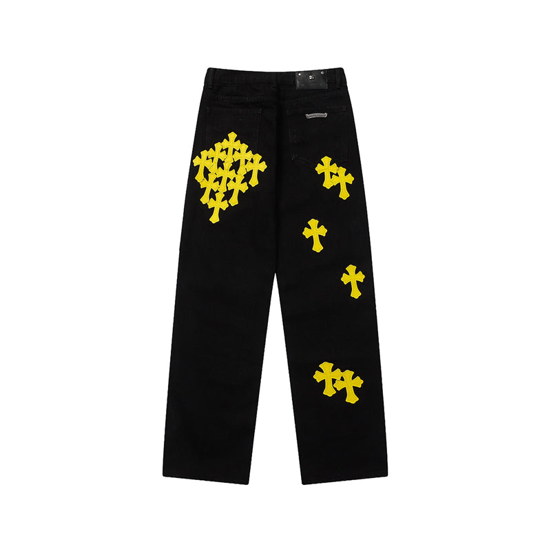 Chrome Hearts Distressed Denim Jeans | Stretch Tapered Fit