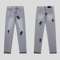 Chrome Hearts Distressed Denim Jeans | Stretch Tapered Fit