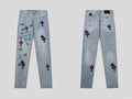 Chrome Hearts Distressed Denim Jeans | Stretch Tapered Fit