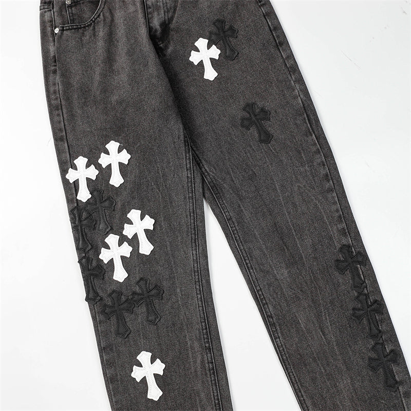 Chrome Hearts Distressed Denim Jeans | Stretch Tapered Fit
