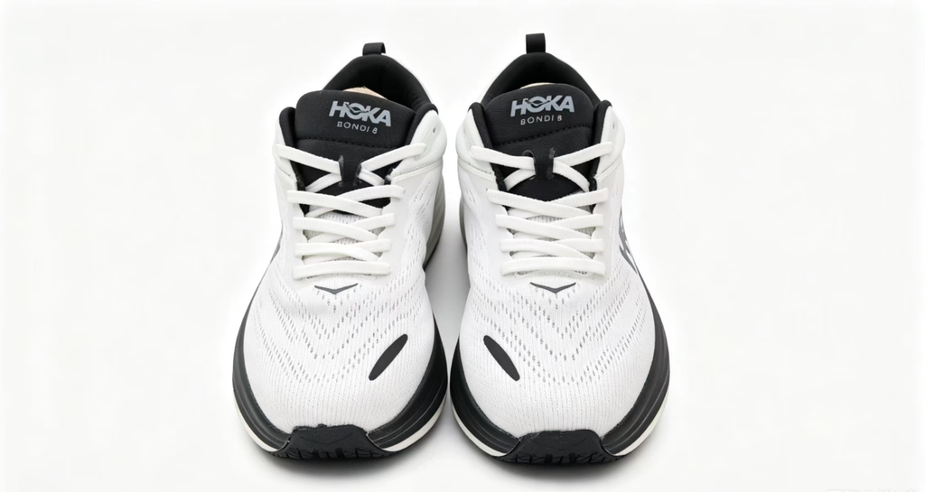 HOKA ONE ONE Bondi 8 White Black Cushioned Performance Running Shoes