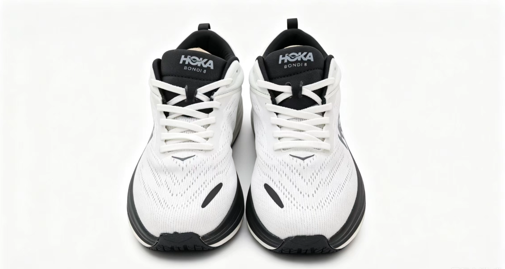 HOKA ONE ONE Bondi 8 White Black Cushioned Performance Running Shoes
