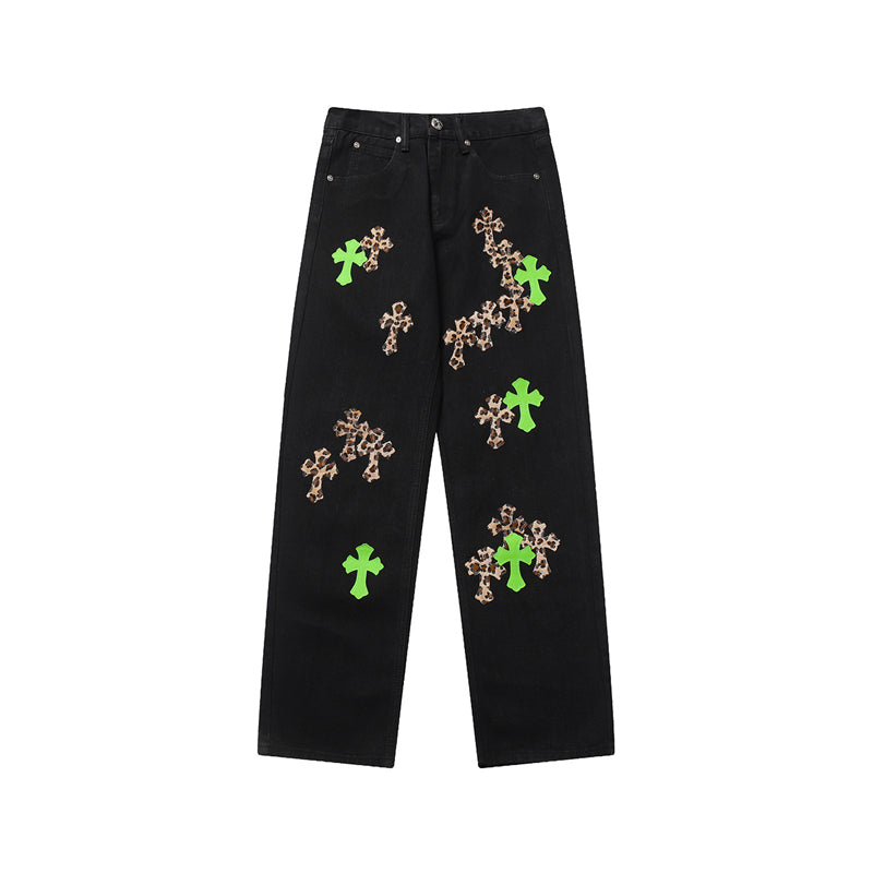 Chrome Hearts Distressed Denim Jeans | Stretch Tapered Fit