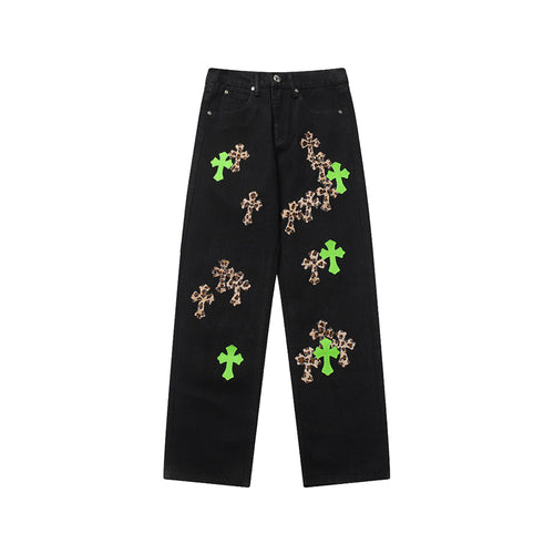 Chrome Hearts Distressed Denim Jeans | Stretch Tapered Fit