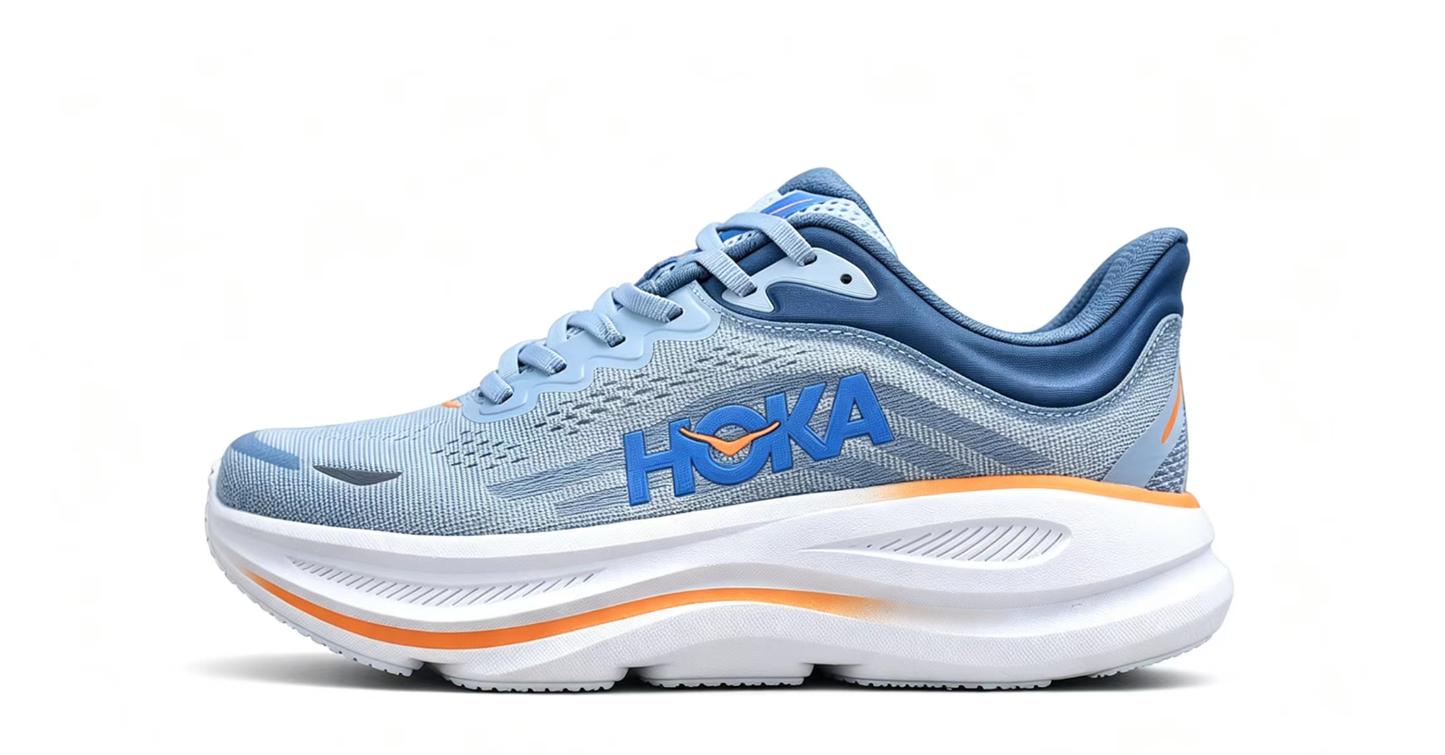 HOKA ONE ONE Bondi 9 – Blue Orange Cushioned Running Shoes