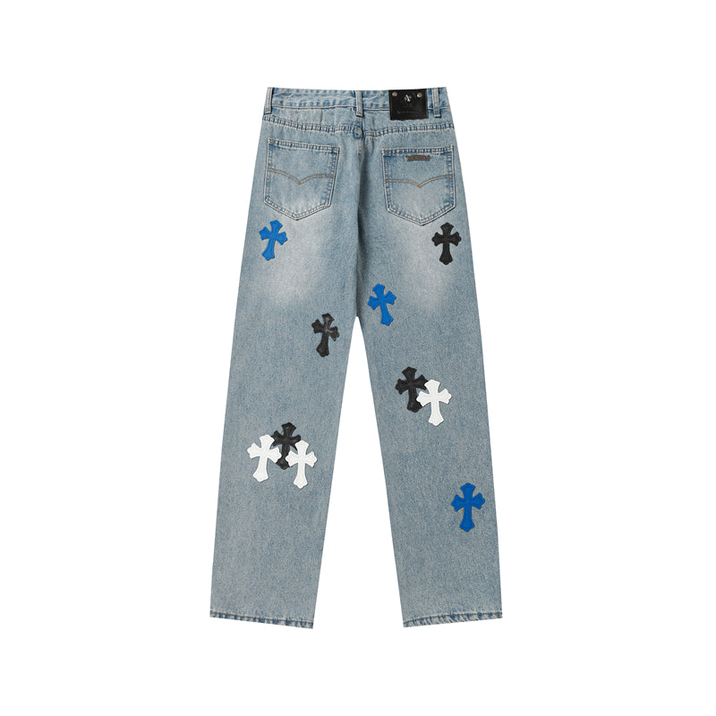 Chrome Hearts Distressed Denim Jeans | Stretch Tapered Fit
