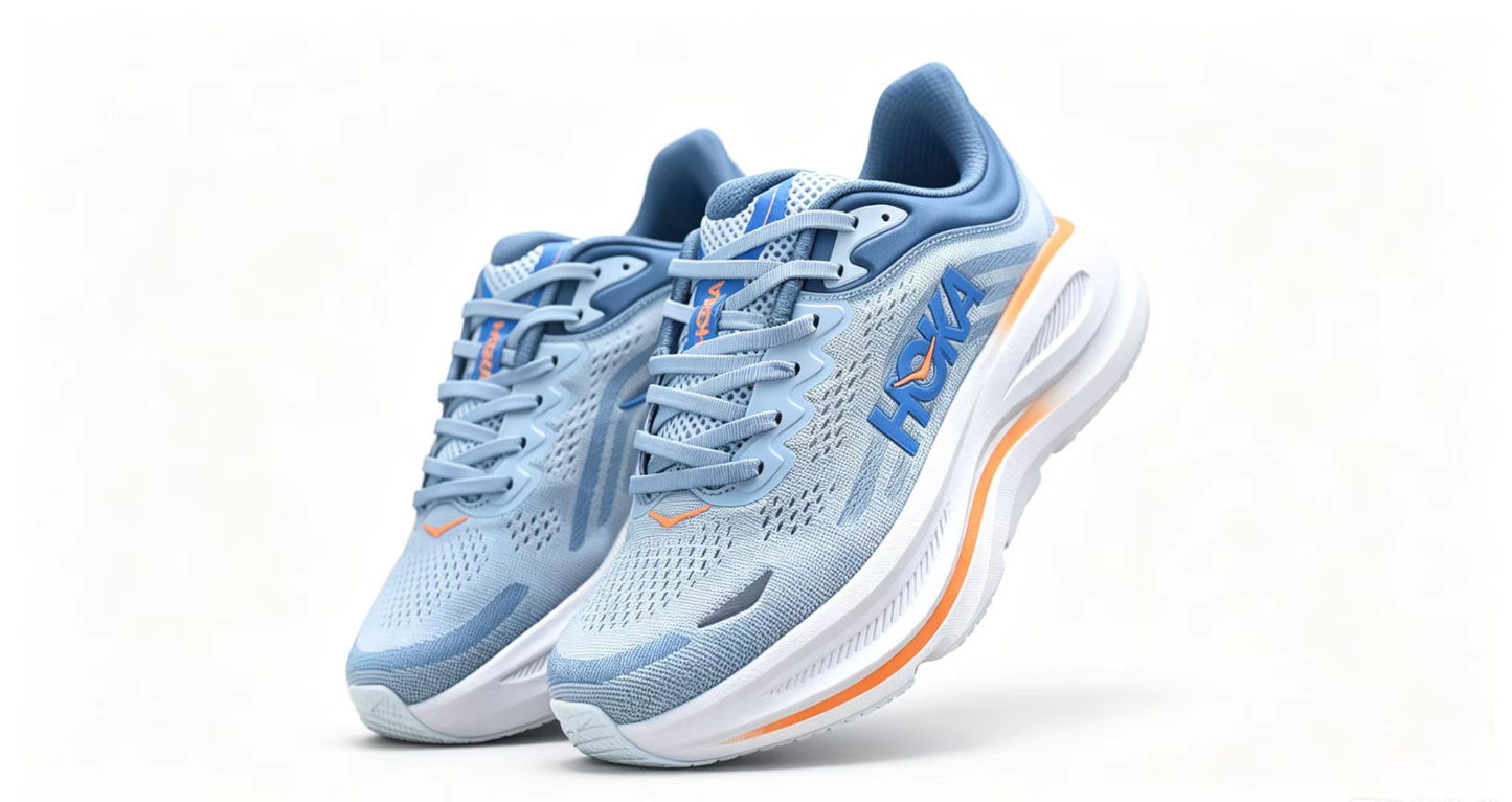 HOKA ONE ONE Bondi 9 – Blue Orange Cushioned Running Shoes