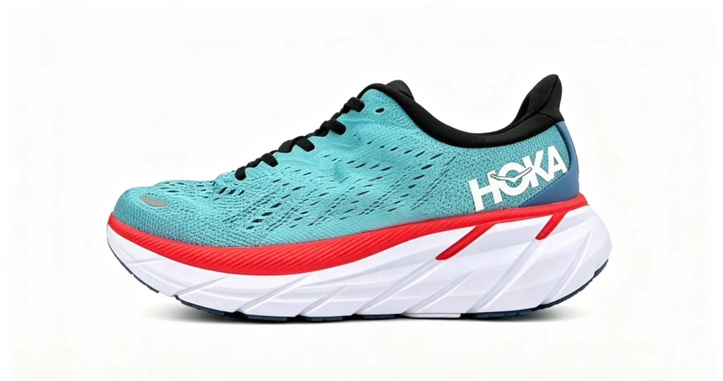 HOKA ONE ONE Clifton 8 – Teal/Red Lightweight Running Shoes