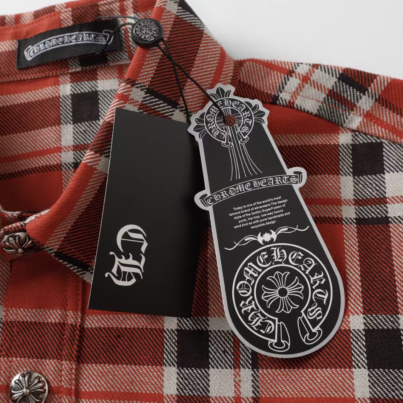 Chrome Hearts 2026 New Striped & Plaid Panel Cardigan-Style Shirt with Silver Hardware