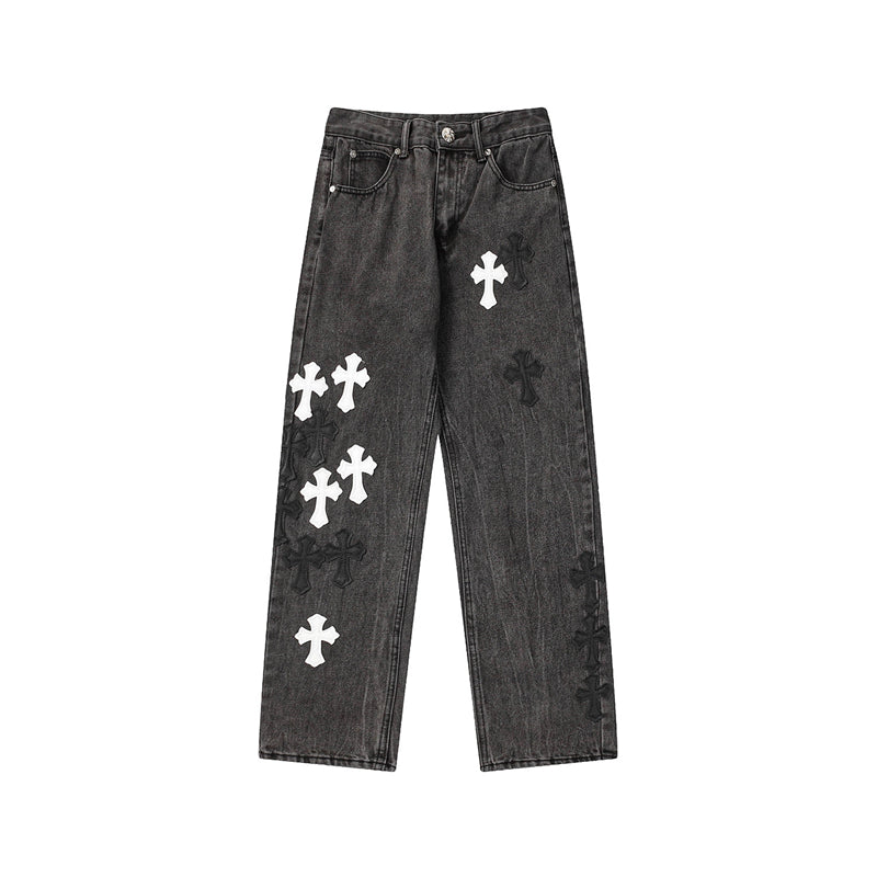 Chrome Hearts Distressed Denim Jeans | Stretch Tapered Fit