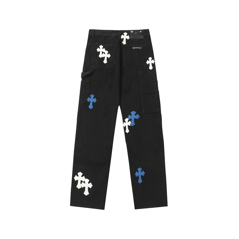 Chrome Hearts Distressed Denim Jeans | Stretch Tapered Fit