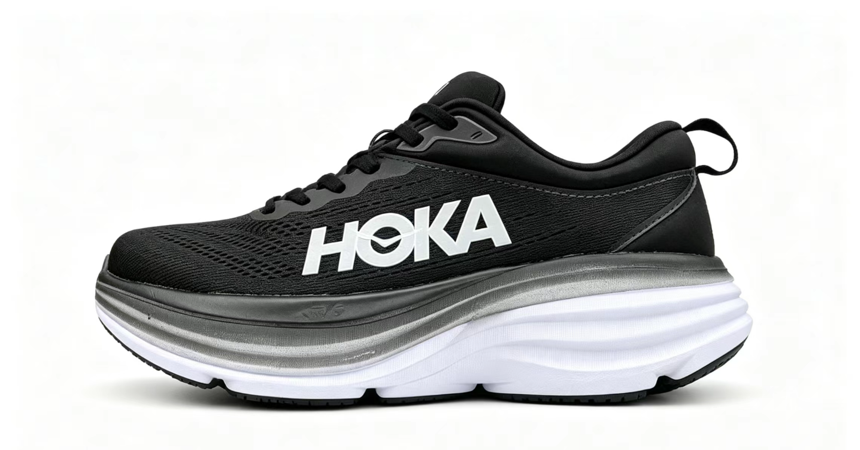 HOKA ONE ONE Bondi 8 Black White Max Cushion Running Shoes
