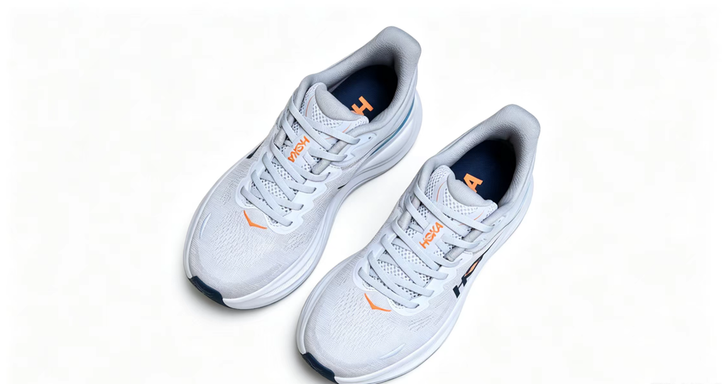 HOKA ONE ONE Bondi 9 – White Blue Orange / Ultra-Cushioned Running Shoes