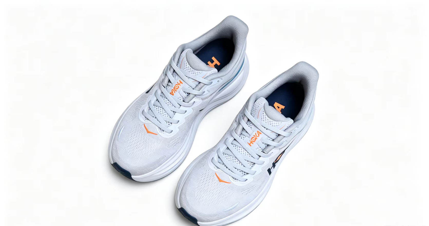 HOKA ONE ONE Bondi 9 – White Blue Orange / Ultra-Cushioned Running Shoes